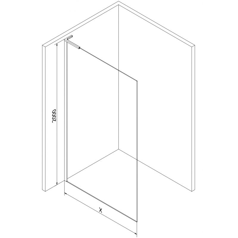 Mexen Kioto-X L parede de chuveiro Walk-in 70 x 200 cm, transparente 10 mm, cromado - 800-070-107-01-00-X