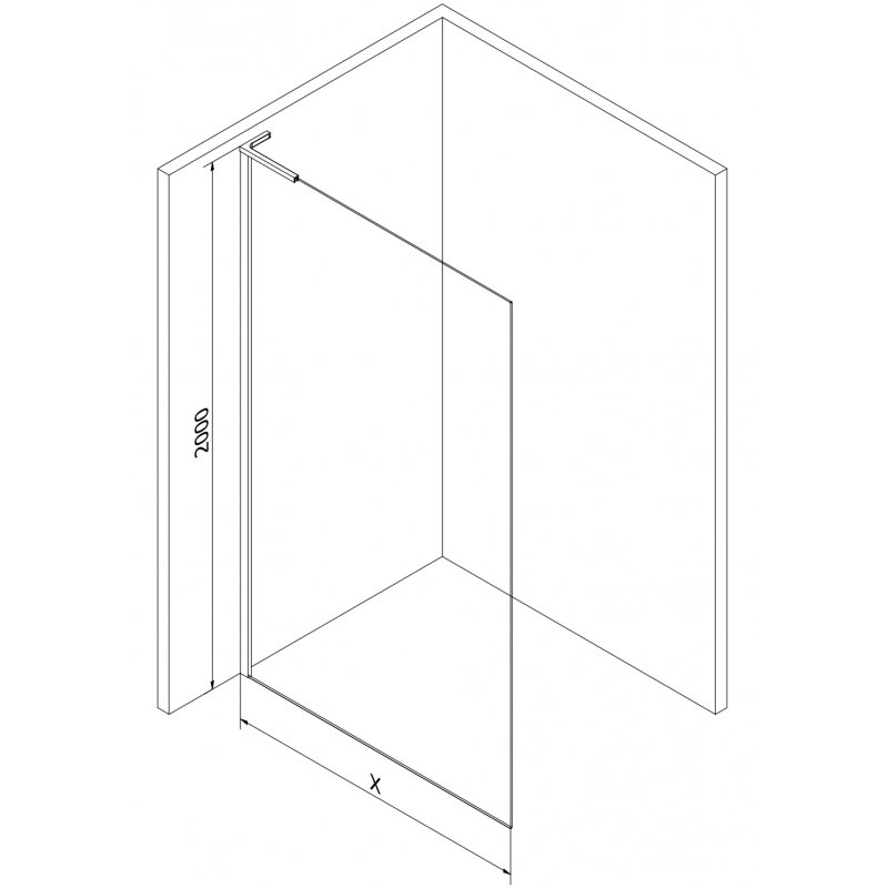 Mexen Kioto-X L Duschwand Walk-in 90 x 200 cm, transparent 10 mm, wäiss - 800-090-107-20-00-X