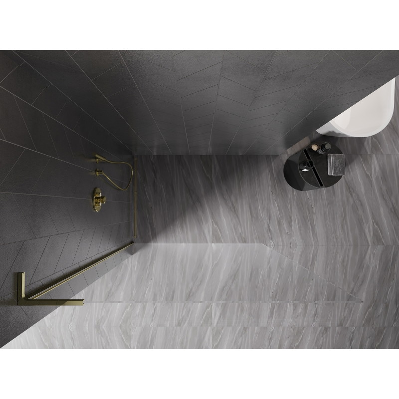 Mexen Kioto-X L dušisein Walk-in 90 x 200 cm, läbipaistev 10 mm, kuldne - 800-090-107-50-00-X