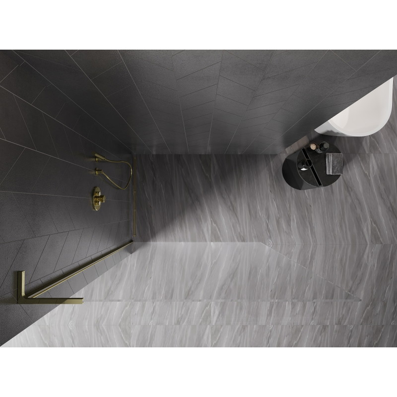 Mexen Kioto-X L ścianka prysznicowa Walk-in 90 x 200 cm, transparent 10 mm, złota - 800-090-107-50-00-X