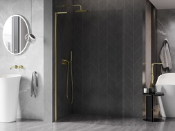 Mexen Kioto-X L Walk-in tuš panel 110 x 200 cm, proziran 10 mm, zlatni - 800-110-107-50-00-X