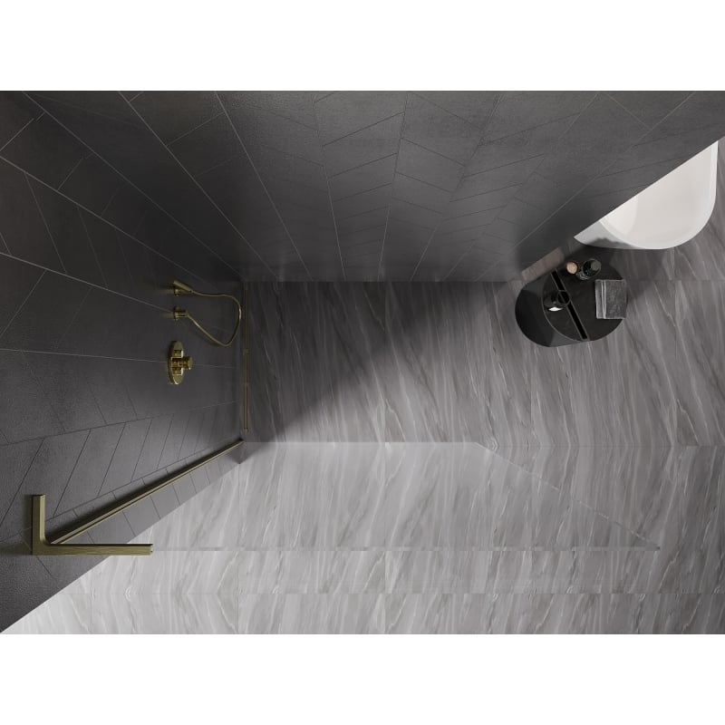 Mexen Kioto-X L panel de ducha Walk-in 120 x 200 cm, transparente 10 mm, oro cepillado - 800-120-107-55-00-X