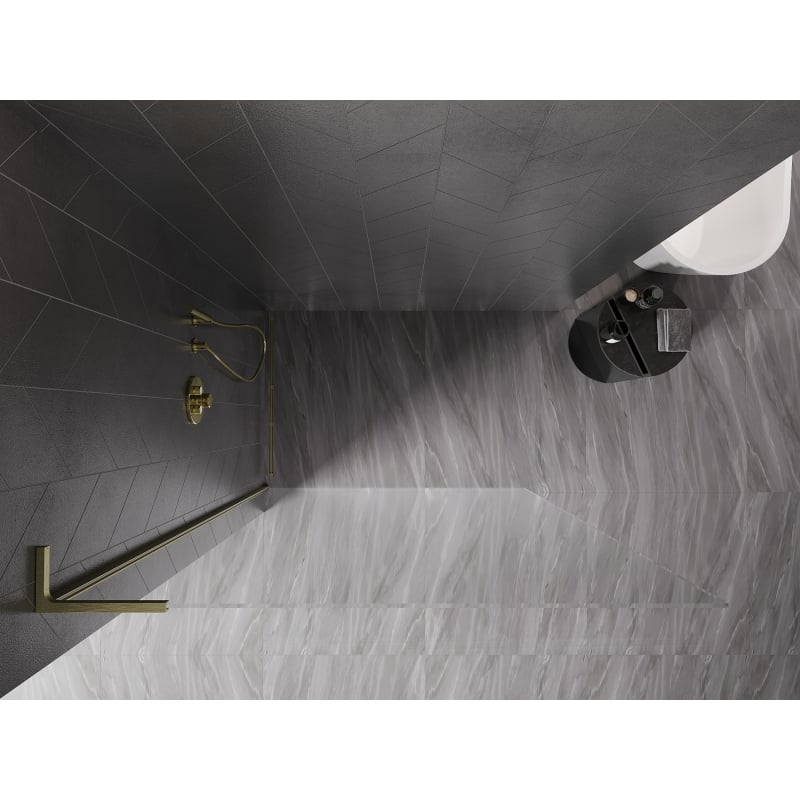 Mexen Kioto-X L Walk-in Shower Wall 120 x 200 cm, Transparent 10 mm, Brushed Gold - 800-120-107-55-00-X
