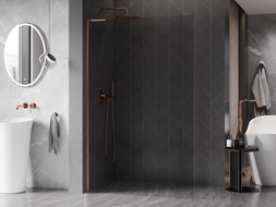 Mexen Kioto-X L Walk-in dušisein 50 x 200 cm, läbipaistev 10 mm, roosa kuld - 800-050-107-60-00-X