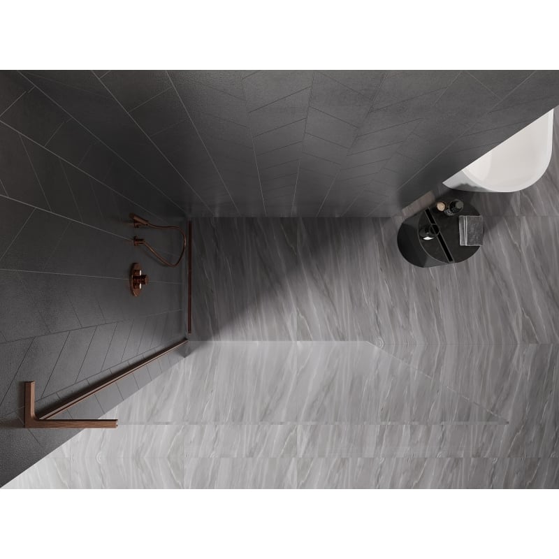Mexen Kioto-X L dušiekraan Walk-in 60 x 200 cm, läbipaistev 10 mm, harjatud vask - 800-060-107-65-00-X