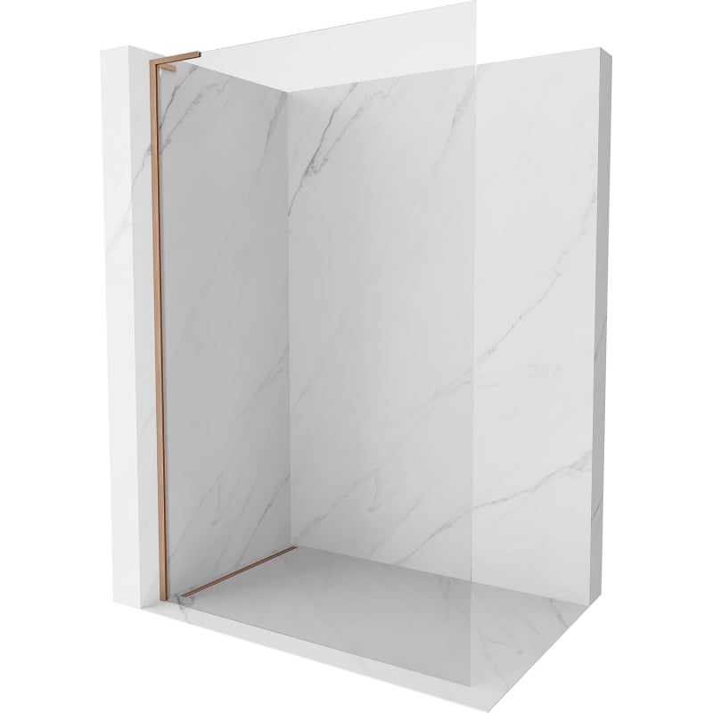 Mexen Kioto-X L Duschwand Walk-in 90 x 200 cm, transparent 10 mm, gebürstetes Kupfer - 800-090-107-65-00-X