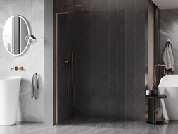 Mexen Kioto-X L Duschwand Walk-in 100 x 200 cm, transparent 10 mm, gebürstetes Kupfer - 800-100-107-65-00-X