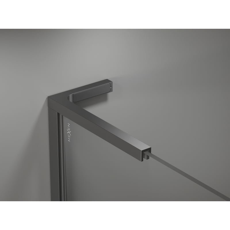 Mexen Kioto-X L Staklena tuš pregrada Walk-in 120 x 200 cm, prozirna 10 mm, gun metal - 800-120-107-95-00-X