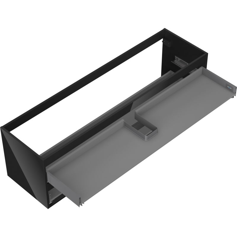 Mexen Box-A skapja korpuss zem izlietnes 160 cm, 2 atvilktnes, melns spīdums - 91AX0-1600-470-2-70