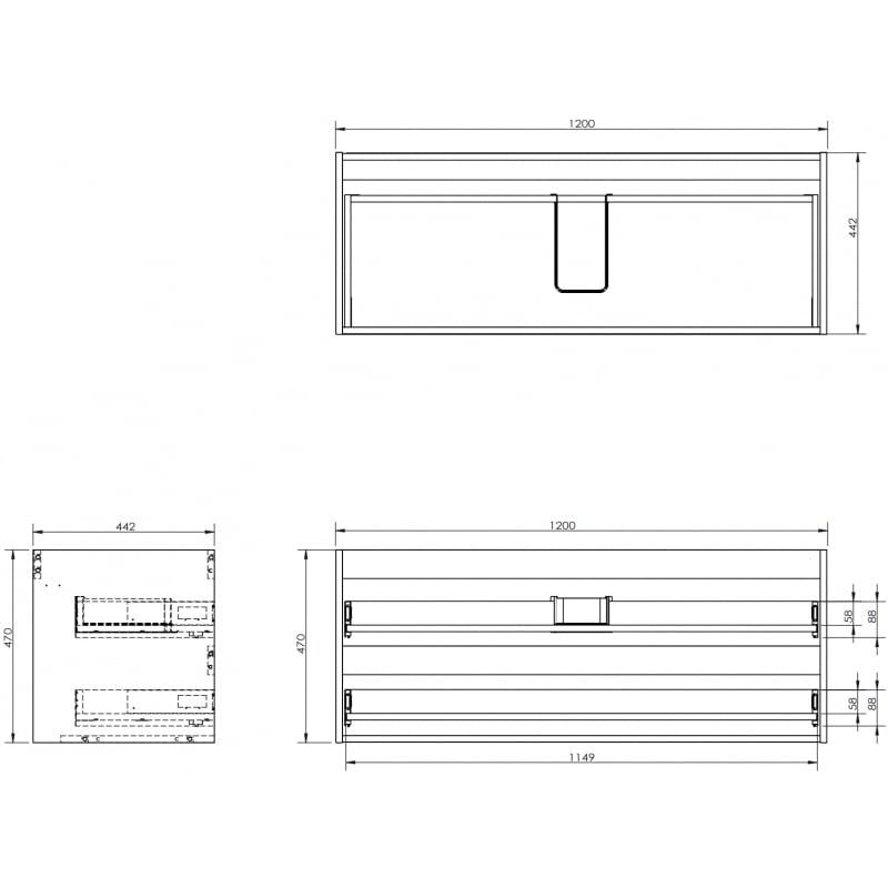 Mexen Box-A korpus szafki podumywalkowej 120 cm, 2 szuflady, czarny mat - 91AX0-1200-470-2-71