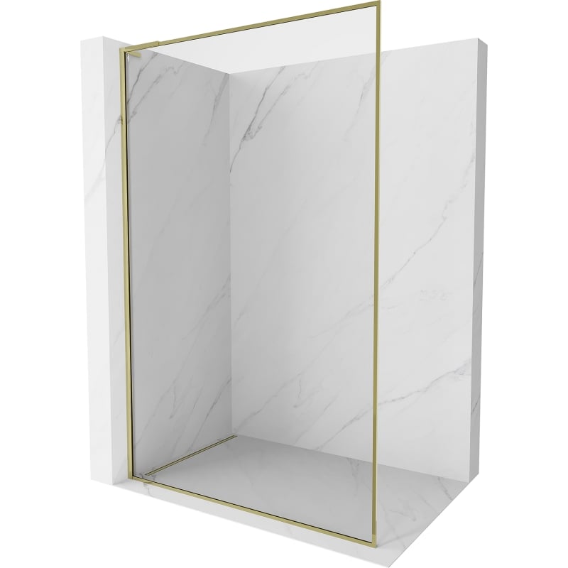 Mexen Kioto-XF L Duschwand Walk-in mit Rahmen 60 x 202 cm, transparent 10 mm, gold - 800-060-174-50-00-XF