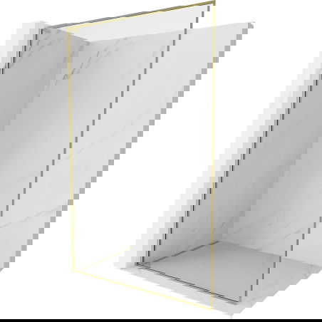 Mexen Kioto-XF L parete doccia Walk-in con cornice 80 x 202 cm, trasparente 10 mm, oro - 800-080-174-50-00-XF