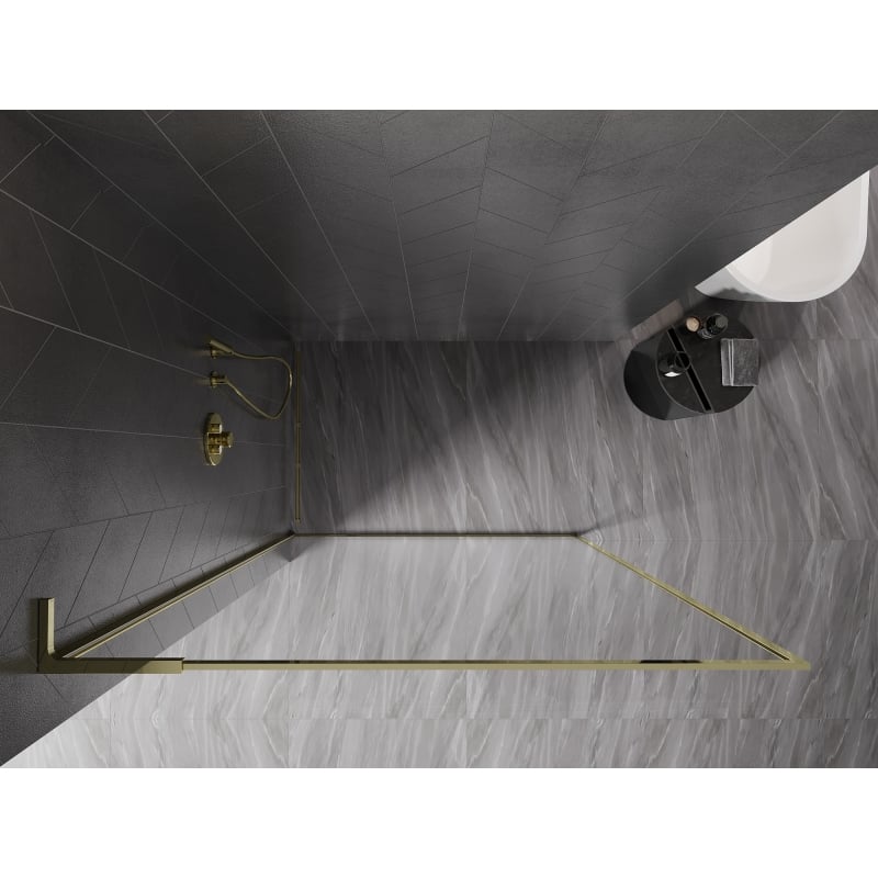 Mexen Kioto-XF L Duschwand Walk-in mit Rahmen 80 x 202 cm, transparent 10 mm, gold - 800-080-174-50-00-XF