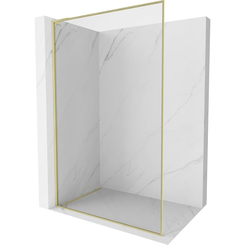 Mexen Kioto-XF L ścianka prysznicowa Walk-in z ramką 50 x 202 cm, transparent 10 mm, złota szczotkowana - 800-050-174-55-00-XF