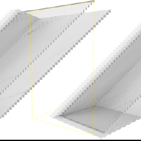 Mexen Kioto-XF L parede de duche Walk-in com moldura 90 x 202 cm, transparente 10 mm, ouro escovado - 800-090-174-55-00-XF