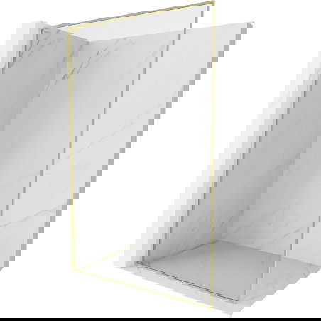 Mexen Kioto-XF L tuš kabina Walk-in z okvirjem 90 x 202 cm, prozorna 10 mm, zlato brušena - 800-090-174-55-00-XF