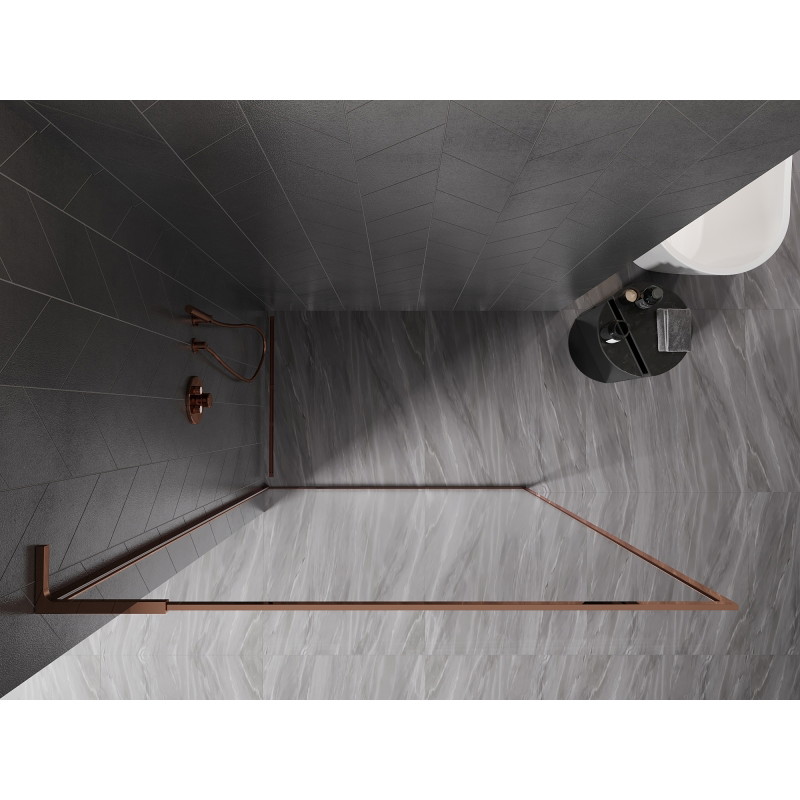Mexen Kioto-XF L zid tuša Walk-in s okvirom 70 x 202 cm, proziran 10 mm, ružičasto zlato - 800-070-174-60-00-XF