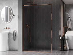 Mexen Kioto-XF L Duschwand Walk-in mit Rahmen 80 x 202 cm, transparent 10 mm, Roségold - 800-080-174-60-00-XF