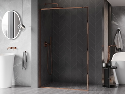 Mexen Kioto-XF L ścianka prysznicowa Walk-in z ramką 90 x 202 cm, transparent 10 mm, różowe złoto - 800-090-174-60-00-XF