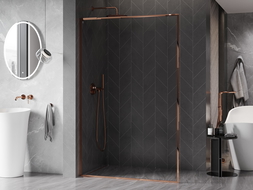 Mexen Kioto-XF L Walk-in Duschwand mit Rahmen 100 x 202 cm, transparent 10 mm, Roségold - 800-100-174-60-00-XF
