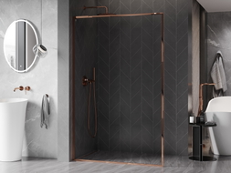 Mexen Kioto-XF L Tuš zid Walk-in s okvirom 120 x 202 cm, prozirno staklo 10 mm, ružičasto zlato - 800-120-174-60-00-XF