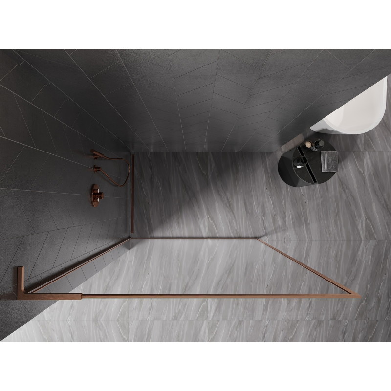 Mexen Kioto-XF L tuš pregrada Walk-in s okvirom 80 x 202 cm, prozirna 10 mm, brušeni bakar - 800-080-174-65-00-XF