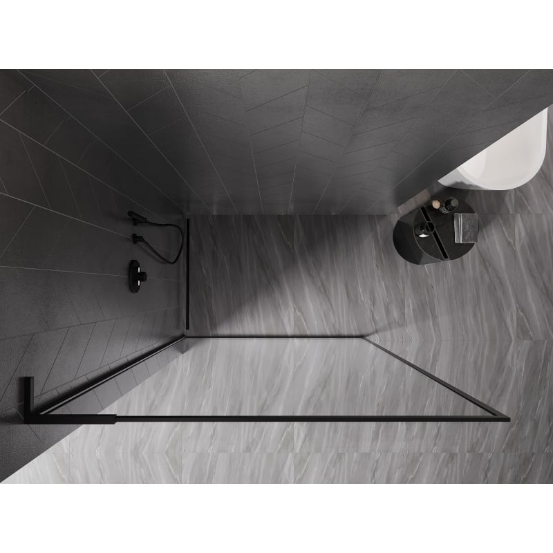 Mexen Kioto-XF L panel de ducha Walk-in con marco 90 x 202 cm, transparente 10 mm, negro - 800-090-174-70-00-XF