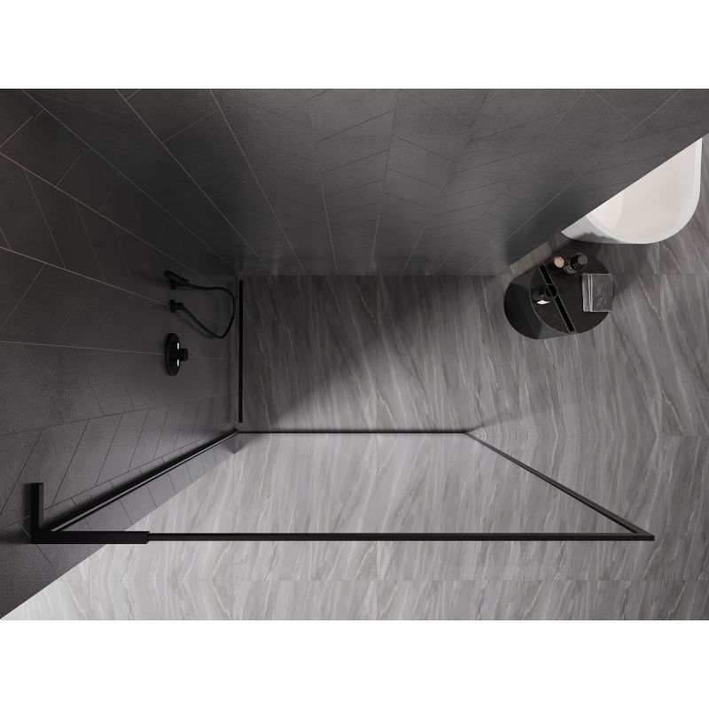 Mexen Kioto-XF L Walk-in Shower Wall with Frame 120 x 202 cm, Transparent 10 mm, Black - 800-120-174-70-00-XF