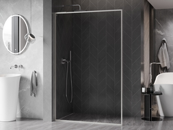 Mexen Kioto-XF L douchewand Walk-in met frame 80 x 202 cm, transparant 10 mm, geborsteld nikkel - 800-080-174-97-00-XF