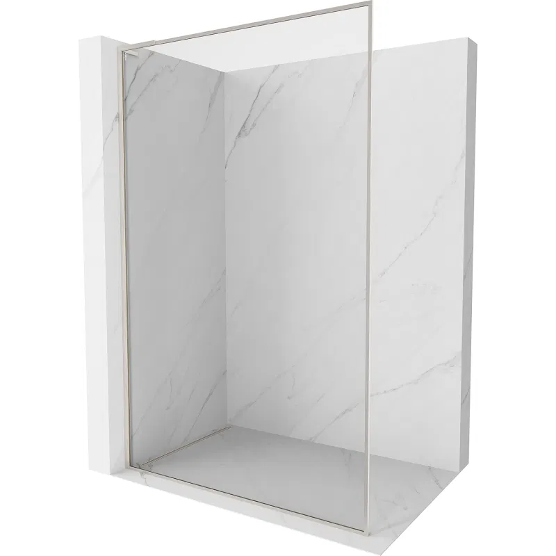 Mexen Kioto-XF L Walk-in Shower Wall with Frame 90 x 202 cm, Transparent 10 mm, Brushed Nickel - 800-090-174-97-00-XF