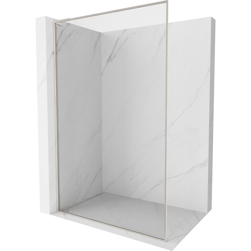 Mexen Kioto-XF L duschvägg Walk-in med ram 120 x 202 cm, transparent 10 mm, borstad nickel - 800-120-174-97-00-XF