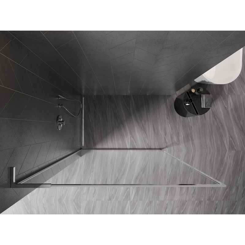 Mexen Kioto-F L Divisória de duche Walk-in com moldura 80 x 202 cm, transparente 8 mm, cromada - 800-080-174-01-00