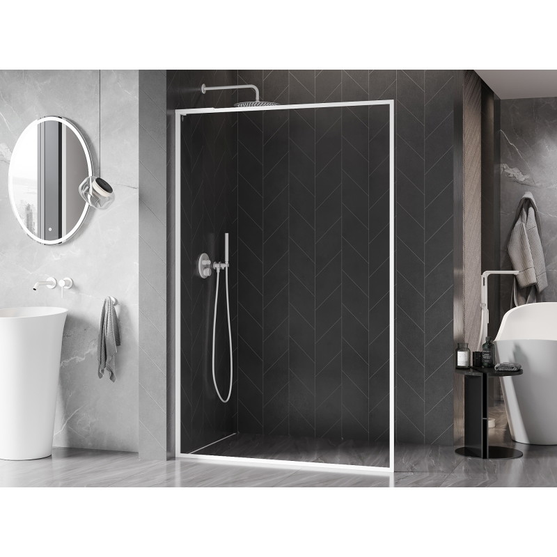 Mexen Kioto-F L Dušisein Walk-in raamiga 95 x 202 cm, läbipaistev 8 mm, valge - 800-095-174-20-00