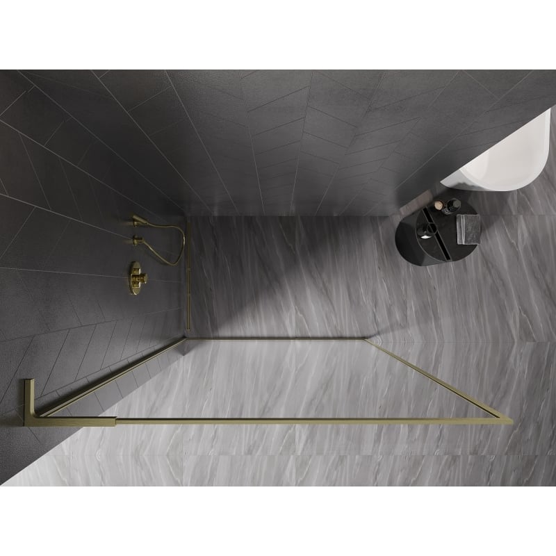 Mexen Kioto-F L ścianka prysznicowa Walk-in z ramką 55 x 202 cm, transparent 8 mm, złota szczotkowana - 800-055-174-55-00
