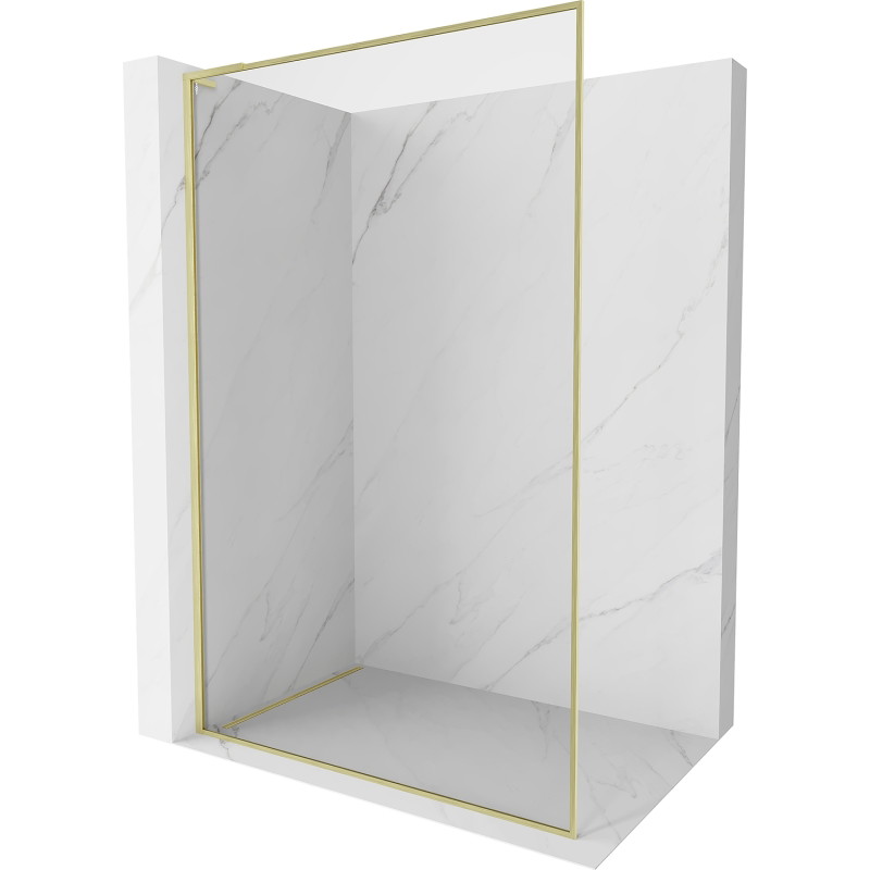 Mexen Kioto-F L zidni tuš Walk-in s okvirom 60 x 202 cm, prozirno 8 mm, zlato četkano - 800-060-174-55-00