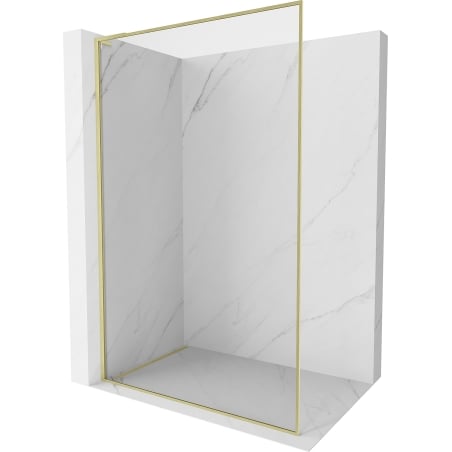 Mexen Kioto-F L Walk-in Shower Panel with Frame 85 x 202 cm, Transparent 8 mm, Brushed Gold - 800-085-174-55-00