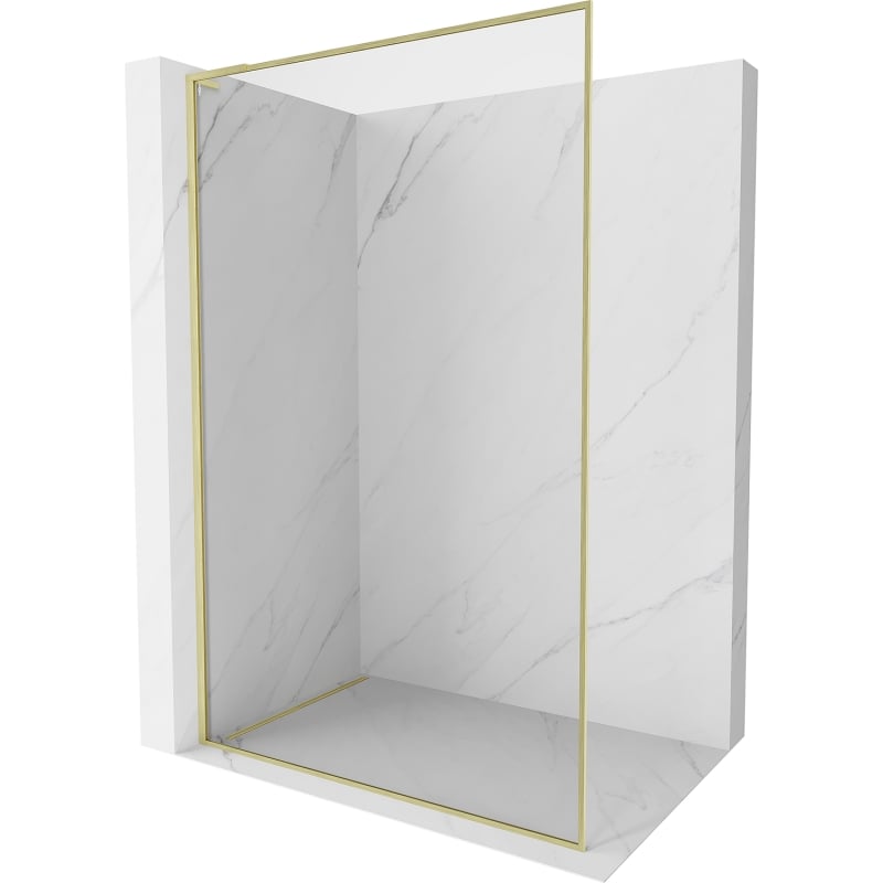 Mexen Kioto-F L ścianka prysznicowa Walk-in z ramką 100 x 202 cm, transparent 8 mm, złota szczotkowana - 800-100-174-55-00