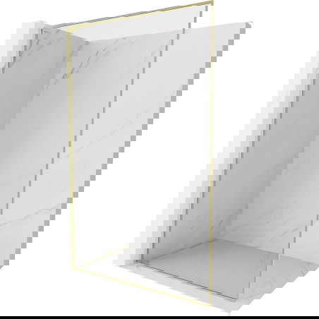 Mexen Kioto-F L tuš stena Walk-in z okvirjem 115 x 202 cm, prosojna 8 mm, zlata brušena - 800-115-174-55-00