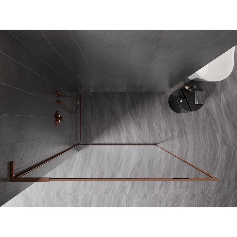 Mexen Kioto-F L Walk-in Shower Screen with Frame 80 x 202 cm, Transparent 8 mm, Rose Gold - 800-080-174-60-00