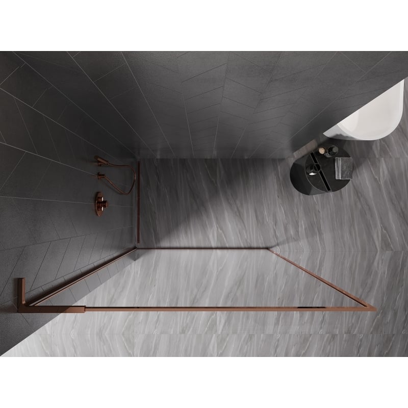 Mexen Kioto-F L dušisein Walk-in raamiga 85 x 202 cm, läbipaistev 8 mm, roosa kuld - 800-085-174-60-00