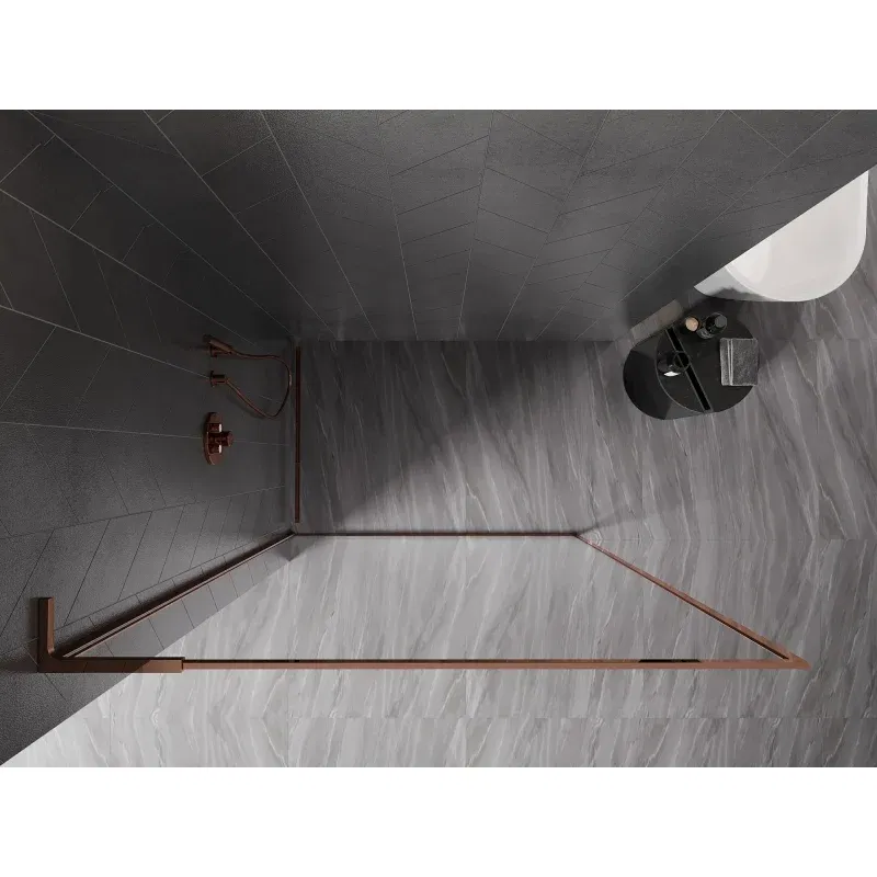 Mexen Kioto-F L Paroi de douche Walk-in avec cadre 95 x 202 cm, transparent 8 mm, or rose - 800-095-174-60-00