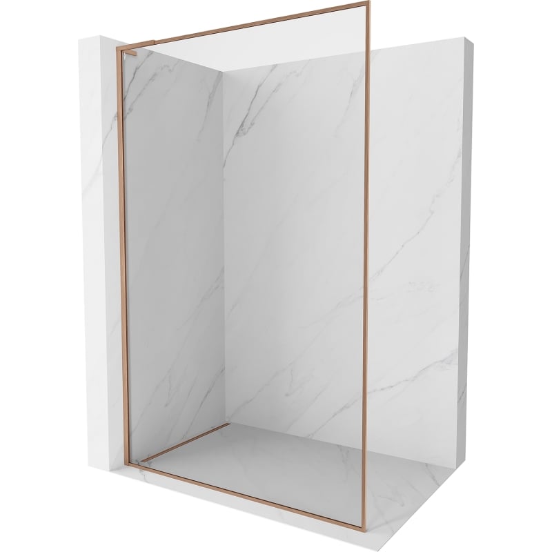 Mexen Kioto-F L duschvägg Walk-in med ram 60 x 202 cm, transparent 8 mm, borstad koppar - 800-060-174-65-00