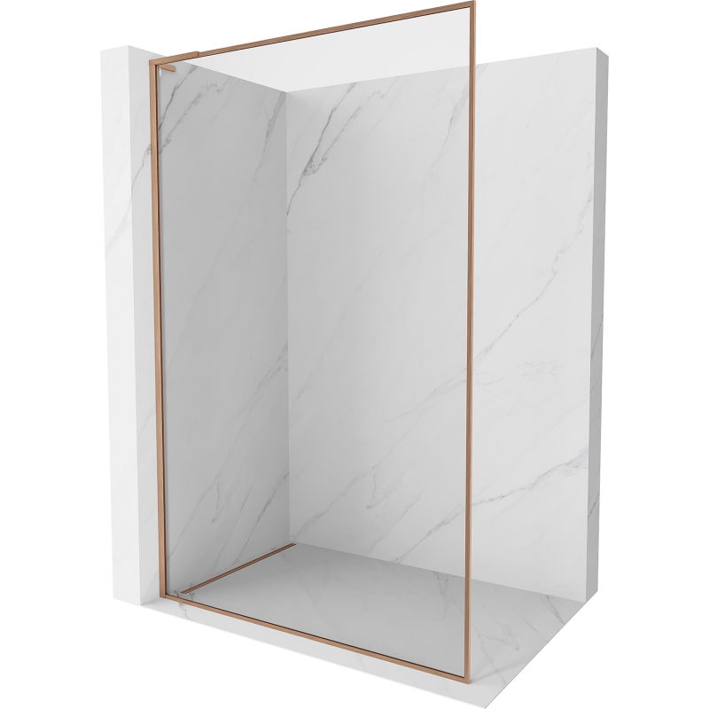 Mexen Kioto-F L Walk-in Shower Wall with Frame 120 x 202 cm, Transparent 8 mm, Brushed Copper - 800-120-174-65-00