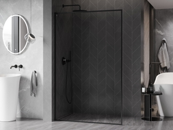Mexen Kioto-F L paravan za tuš Walk-in s okvirom 65 x 202 cm, proziran 8 mm, crni - 800-065-174-70-00