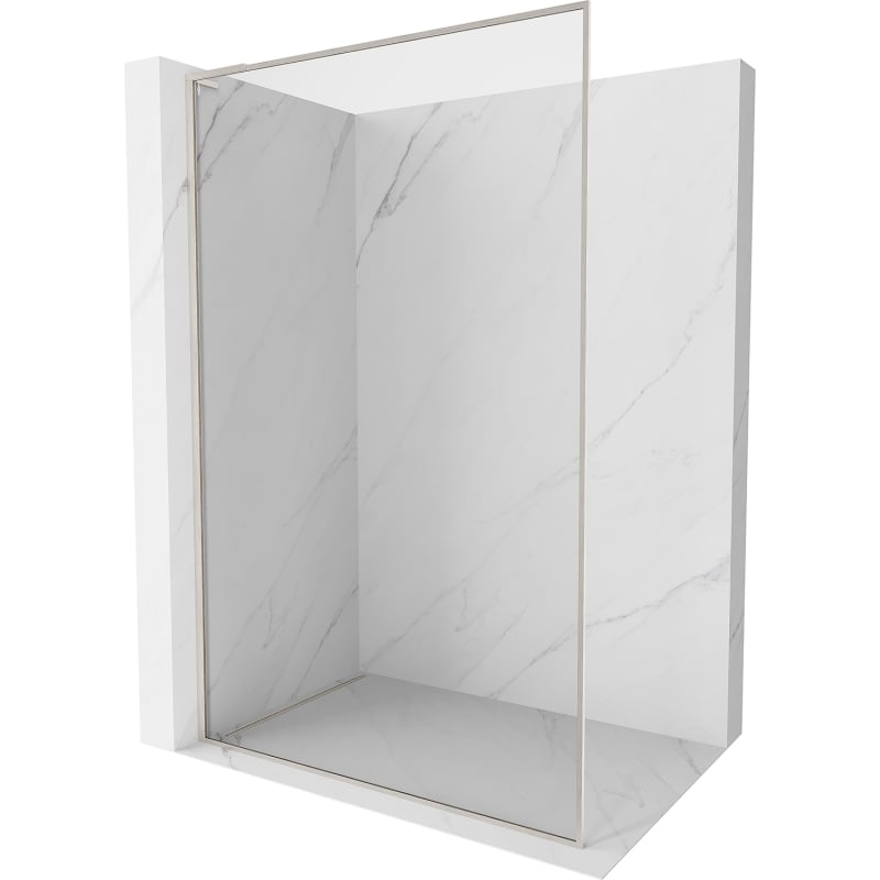 Mexen Kioto-F L Walk-in Shower Wall with Frame 50 x 202 cm, Transparent 8 mm, Brushed Nickel - 800-050-174-97-00