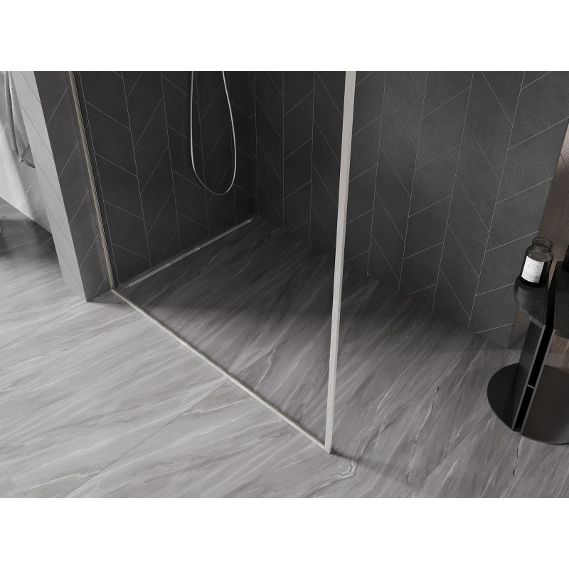 Mexen Kioto-F L Zaslon za tuš Walk-in s okvirom 80 x 202 cm, prozirna 8 mm, brušeni nikal - 800-080-174-97-00