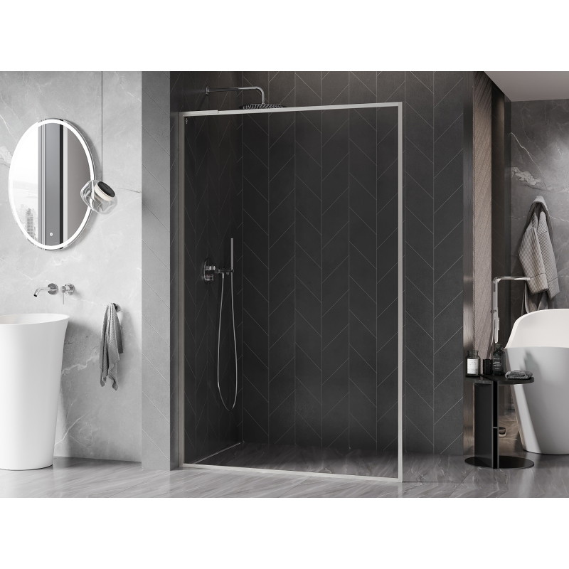 Mexen Kioto-F L Zaslon za tuš Walk-in s okvirom 80 x 202 cm, prozirna 8 mm, brušeni nikal - 800-080-174-97-00