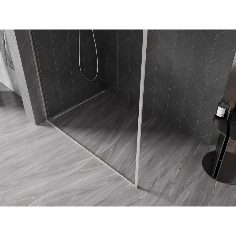 Mexen Kioto-F L Pannello doccia Walk-in con telaio 85 x 202 cm, trasparente 8 mm, nichel spazzolato - 800-085-174-97-00