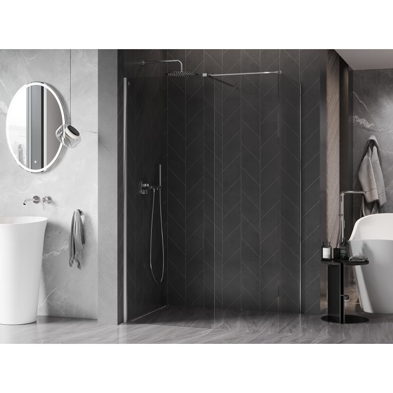 Mexen Kioto-X paroi de douche Walk-in 150 x 80 cm, transparent 10 mm, chrome - 800-150-202-01-00-080-X
