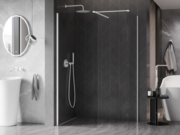 Mexen Kioto-X Staklena pregrada za tuš Walk-in 90 x 90 cm, prozirna 10 mm, bijela - 800-090-202-20-00-090-X